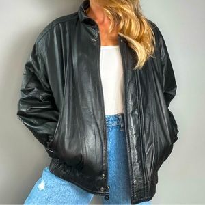 Vintage EXPRESSIONS 100% Genuine Leather Bomber Jacket Coat